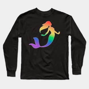 Rainbow mermaid silhouette Long Sleeve T-Shirt